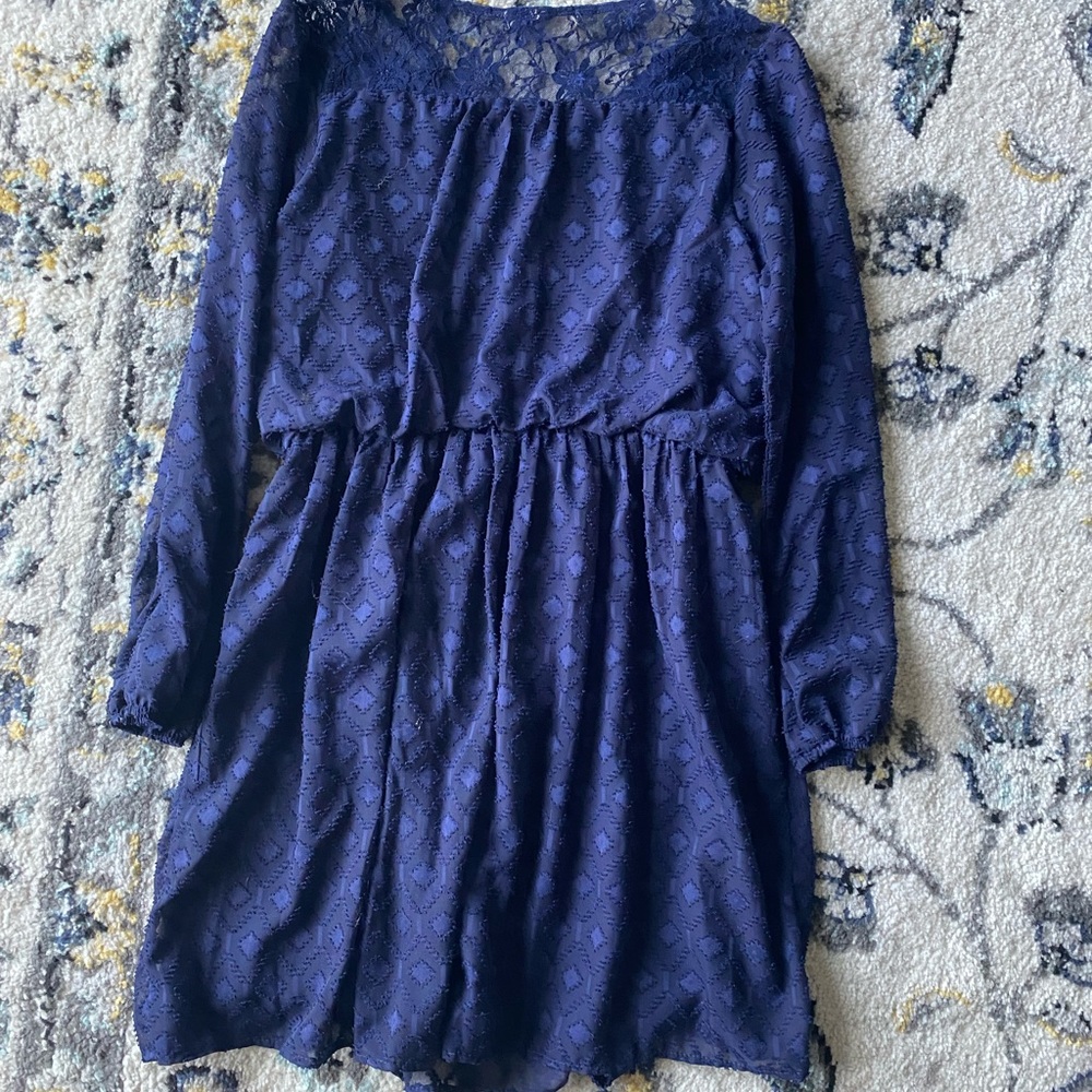 Womens Blue Long Sleeve Dress - Picture 2 of 2